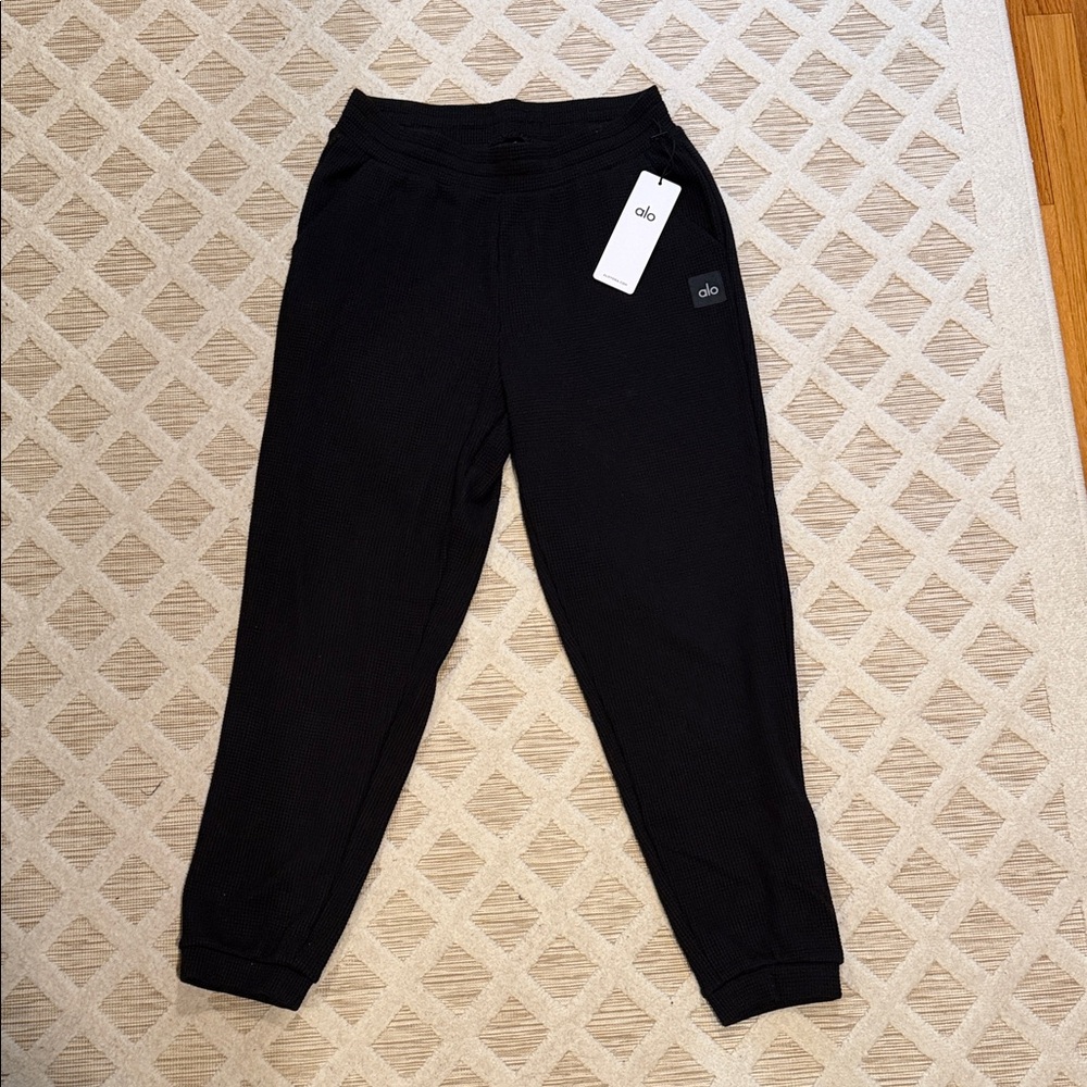 ALO Yoga Kids Black Ribbed Joggers